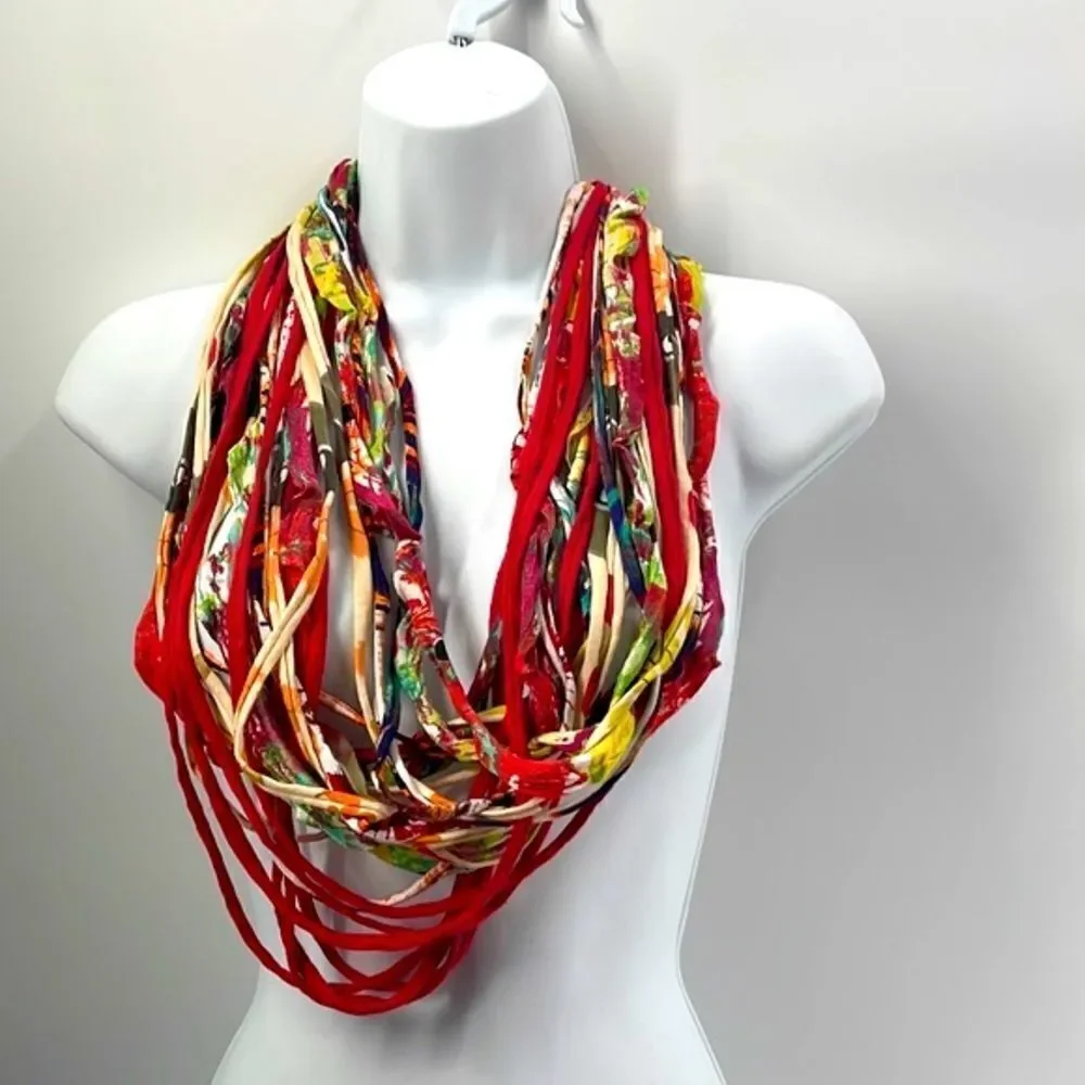 Dona Bela Shreds Shred Lite upcycled fabric necklace scarf boho jewelry NEW NWOT